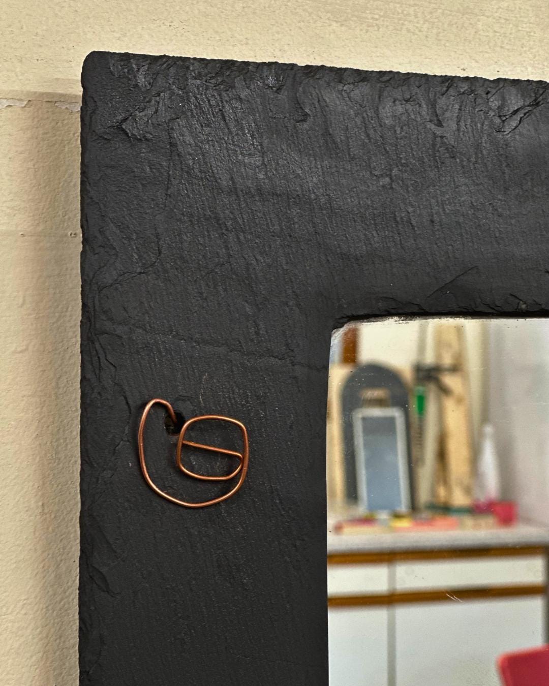 Natural Welsh Slate Mirror | Rustic Copper Design Wall Hanging | Handmade Recycled Materials Home Decor | Unique Gift Idea