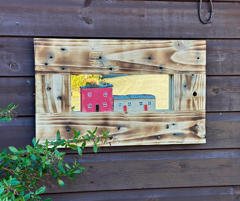 Stunning Welsh Farmhouse Scene Mirror | Rustic Handmade Wood Wall Hanging & Eco-Friendly Home Decor Made From Recycled, Reclaimed Materials