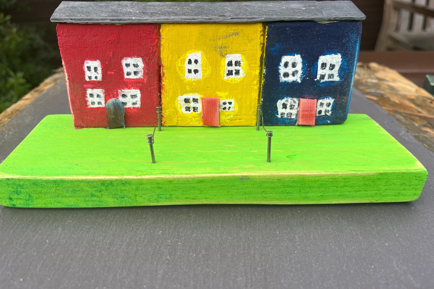 Hand Made Wooden Key Holder Hooks - Welsh Farmhouse Scene | Recycled Materials Home Decor Organizer & Wall Art